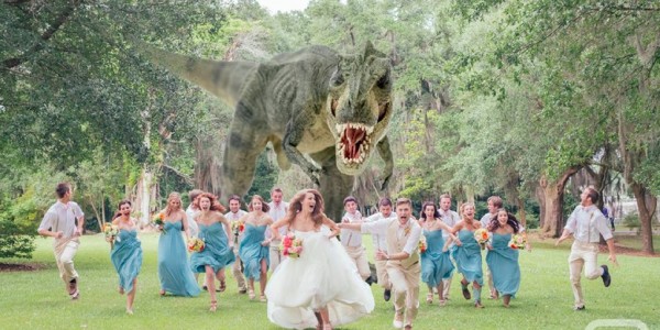Dinosaur Wedding Photo