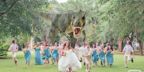 Dinosaur Wedding Photo