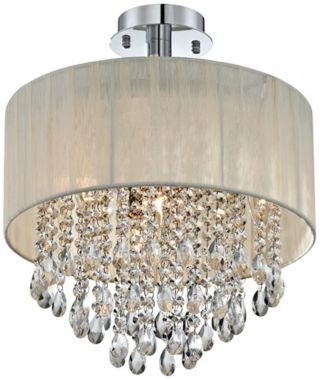 Chrome Antique Ivory Crystal Possini Euro Ceiling Light