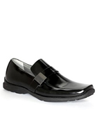 A modern twist on the classic loafer, this polished leather loafer features a lean profile with a logo buckle detail along upper. With Silver Technology for total comfort. Imported.